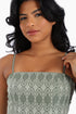 Embroidered short top in linen with adjustable straps